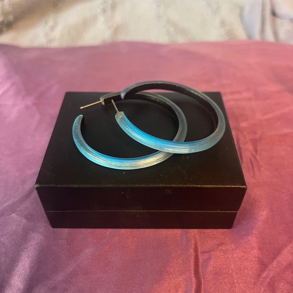 Alexis Bittar Blue Gradient Hoop Earrings